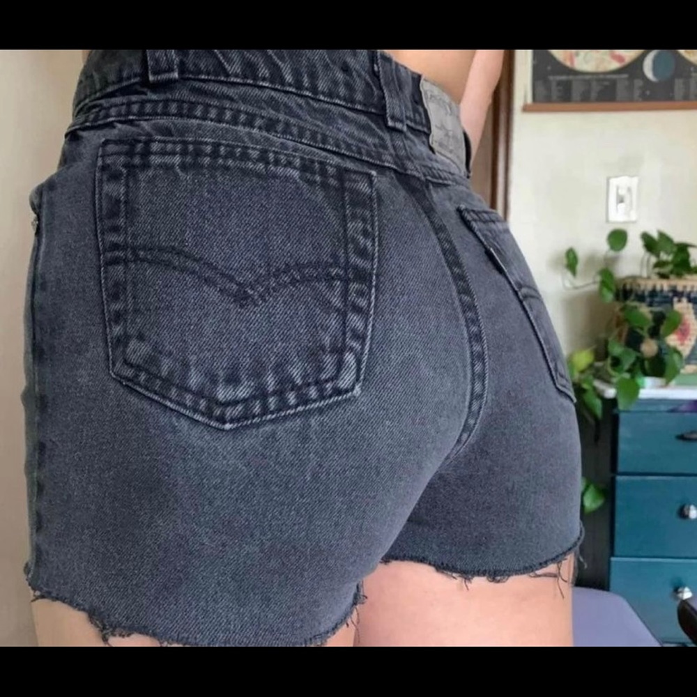 Levi's Black Washed Denim Cutoff Shorts